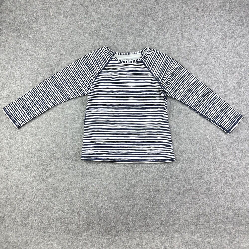 Garnet Hill Swim Shirt Top Kids Size 8 Blue Striped Rash Guard Long Sleeve Beach